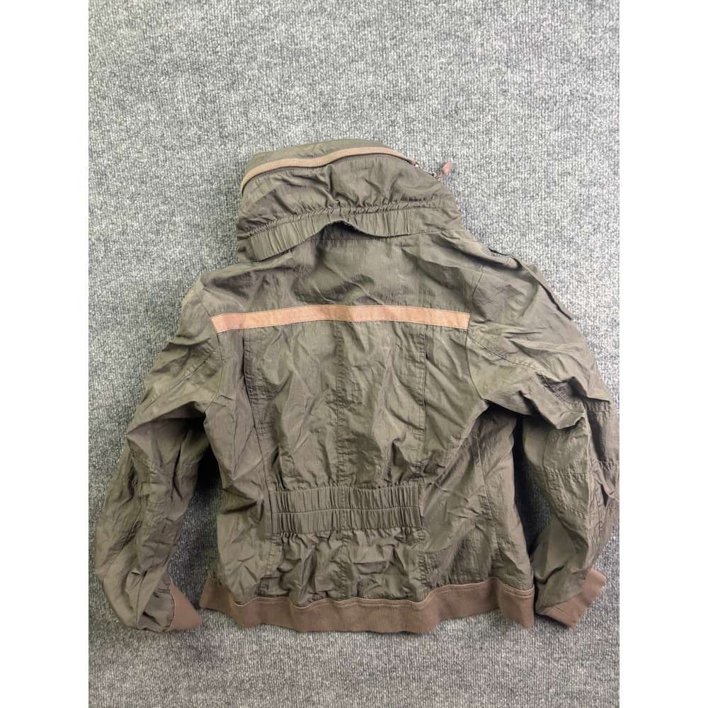 Sandwich Windbreaker Jacket Womens 38 Olive Green Zip Up Hidden Hood Utility - Picture 6 of 7